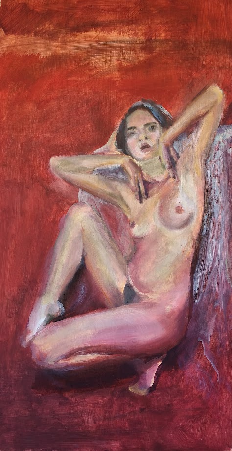 Novia a la Fuga (2025) Óleo sobre tabla 80x42